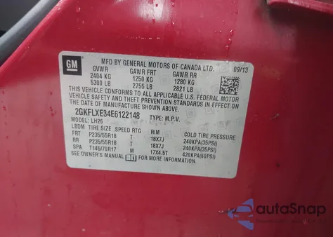 2014 GMC Terrain Slt-1 z USA, uszkodzony, nr VIN 2GKFLXE34E6122148